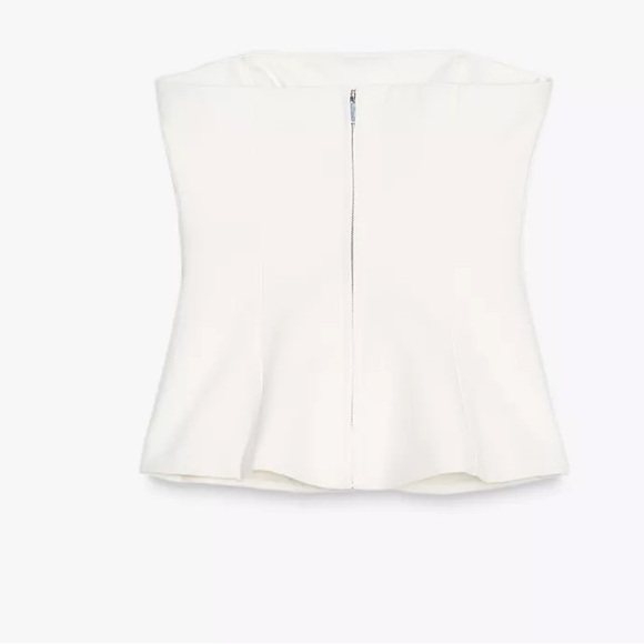 Zara White Strapless Top with Silver Floral Design - Picture 6 of 7